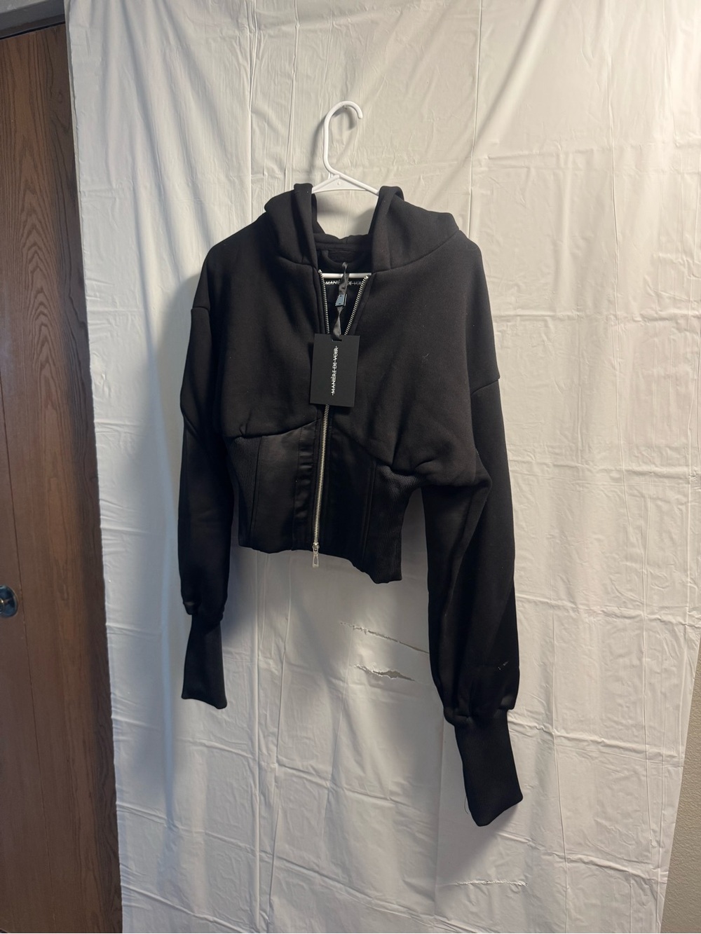 Cropped Black Zip Hoodie